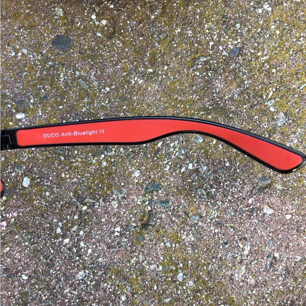 Duco Black/Red Square Bluelight Eyeglasses